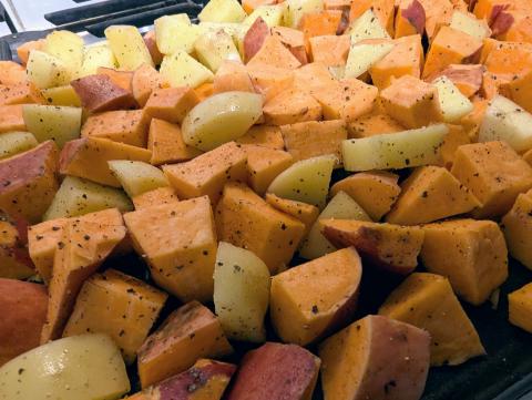Root veggies chopped and ready to go