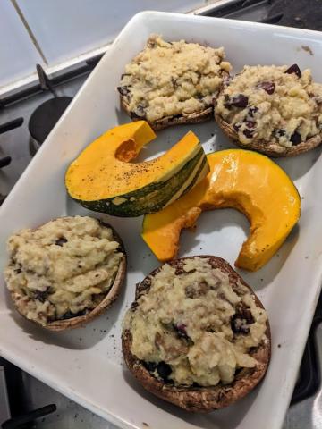 Stuffed mushrooms ready to go in the oven